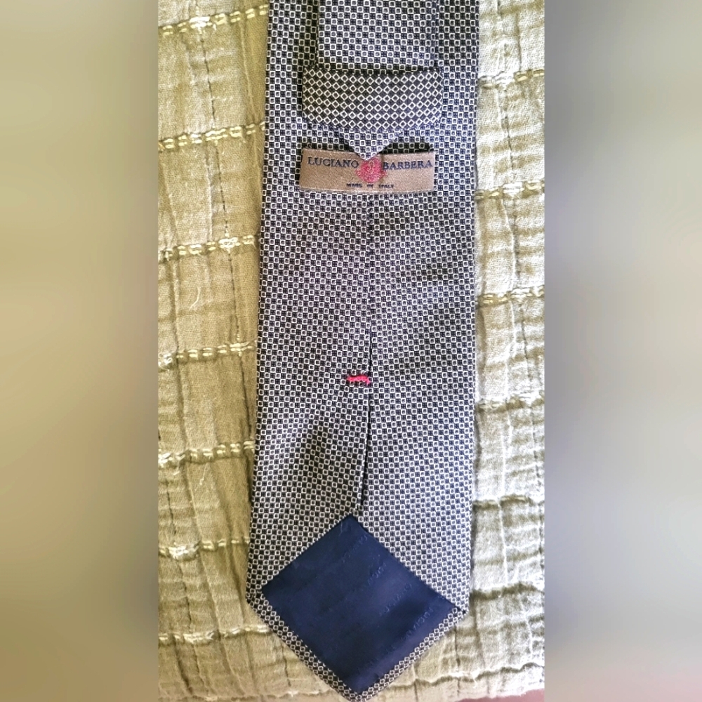 Luciano Barbera Black and Gray Silk Tie